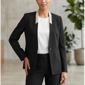 NWT Helmut Lang Black Palm Suiting Wool-Blend Blazer, Size 6